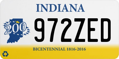 IN license plate 972ZED