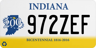 IN license plate 972ZEF