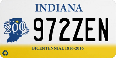 IN license plate 972ZEN
