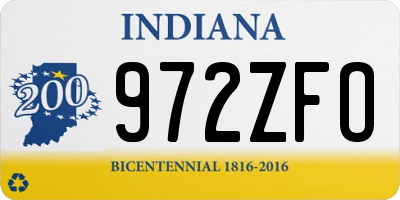 IN license plate 972ZFO