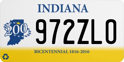 IN license plate 972ZLO