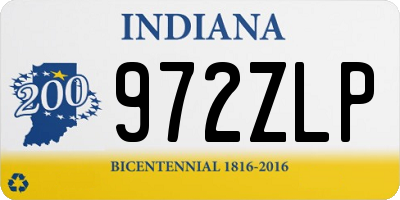 IN license plate 972ZLP