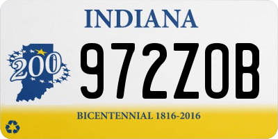 IN license plate 972ZOB