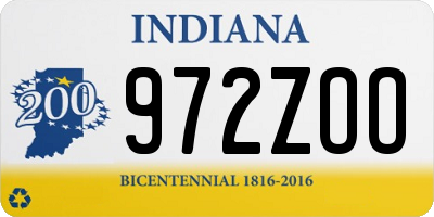 IN license plate 972ZOO