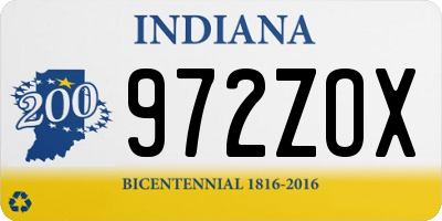 IN license plate 972ZOX