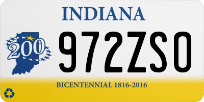 IN license plate 972ZSO