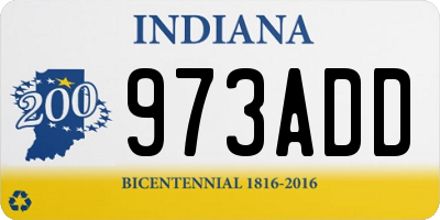 IN license plate 973ADD