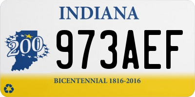 IN license plate 973AEF