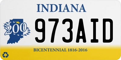 IN license plate 973AID