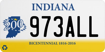 IN license plate 973ALL
