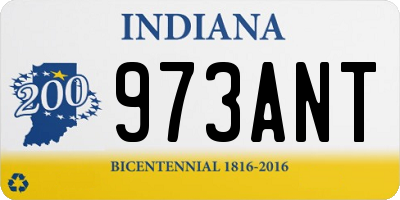 IN license plate 973ANT