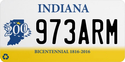 IN license plate 973ARM