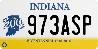 IN license plate 973ASP