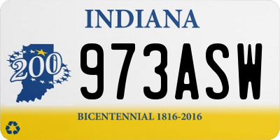 IN license plate 973ASW