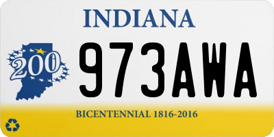 IN license plate 973AWA