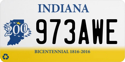 IN license plate 973AWE
