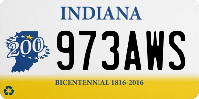 IN license plate 973AWS