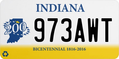 IN license plate 973AWT