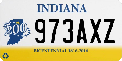 IN license plate 973AXZ