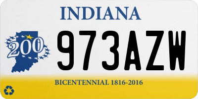 IN license plate 973AZW