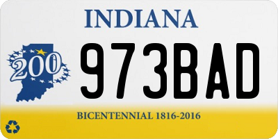 IN license plate 973BAD