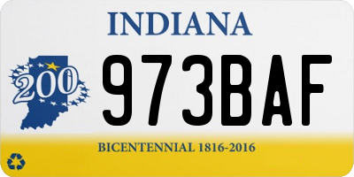 IN license plate 973BAF