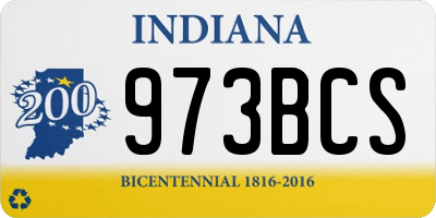 IN license plate 973BCS