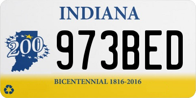 IN license plate 973BED