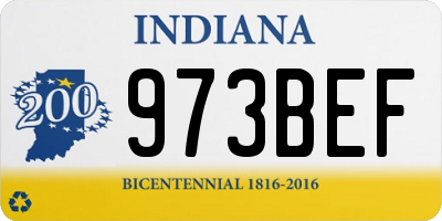 IN license plate 973BEF