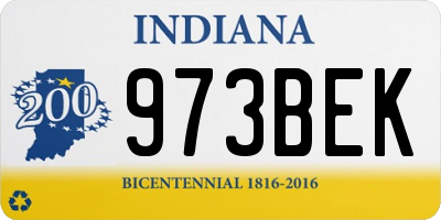 IN license plate 973BEK