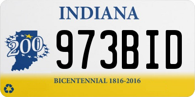 IN license plate 973BID