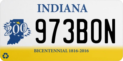 IN license plate 973BON