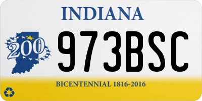 IN license plate 973BSC