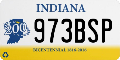 IN license plate 973BSP