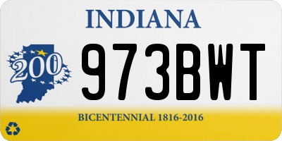 IN license plate 973BWT