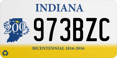 IN license plate 973BZC