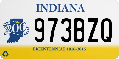 IN license plate 973BZQ