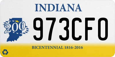 IN license plate 973CFO