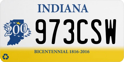 IN license plate 973CSW