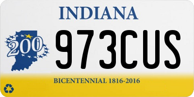IN license plate 973CUS