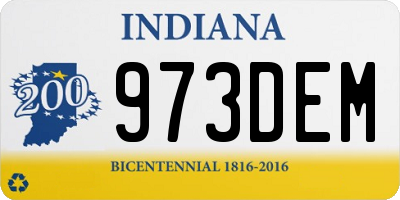 IN license plate 973DEM