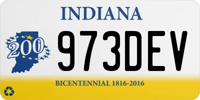 IN license plate 973DEV