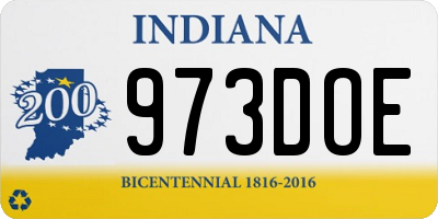 IN license plate 973DOE