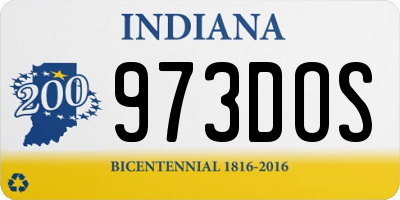 IN license plate 973DOS