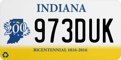 IN license plate 973DUK