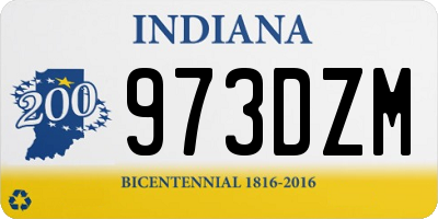 IN license plate 973DZM