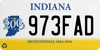 IN license plate 973FAD