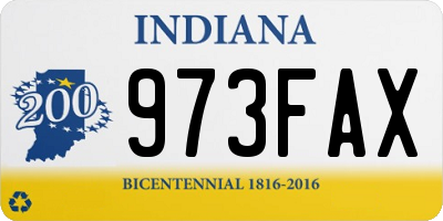 IN license plate 973FAX