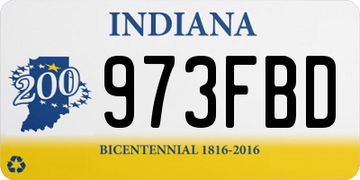 IN license plate 973FBD