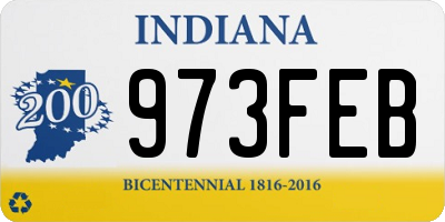 IN license plate 973FEB